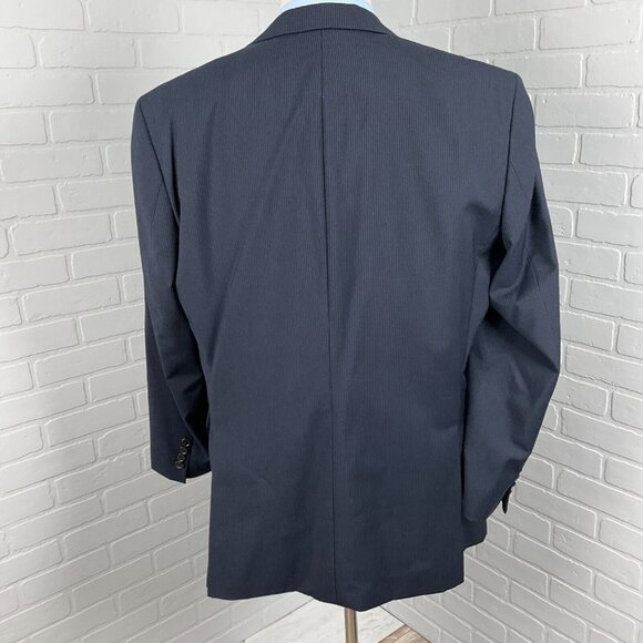 Hugo Boss Blazer Men 42L Blue Pinstripe Classic Career Wool Suit‎ Jacket VTG - Picture 4 of 15